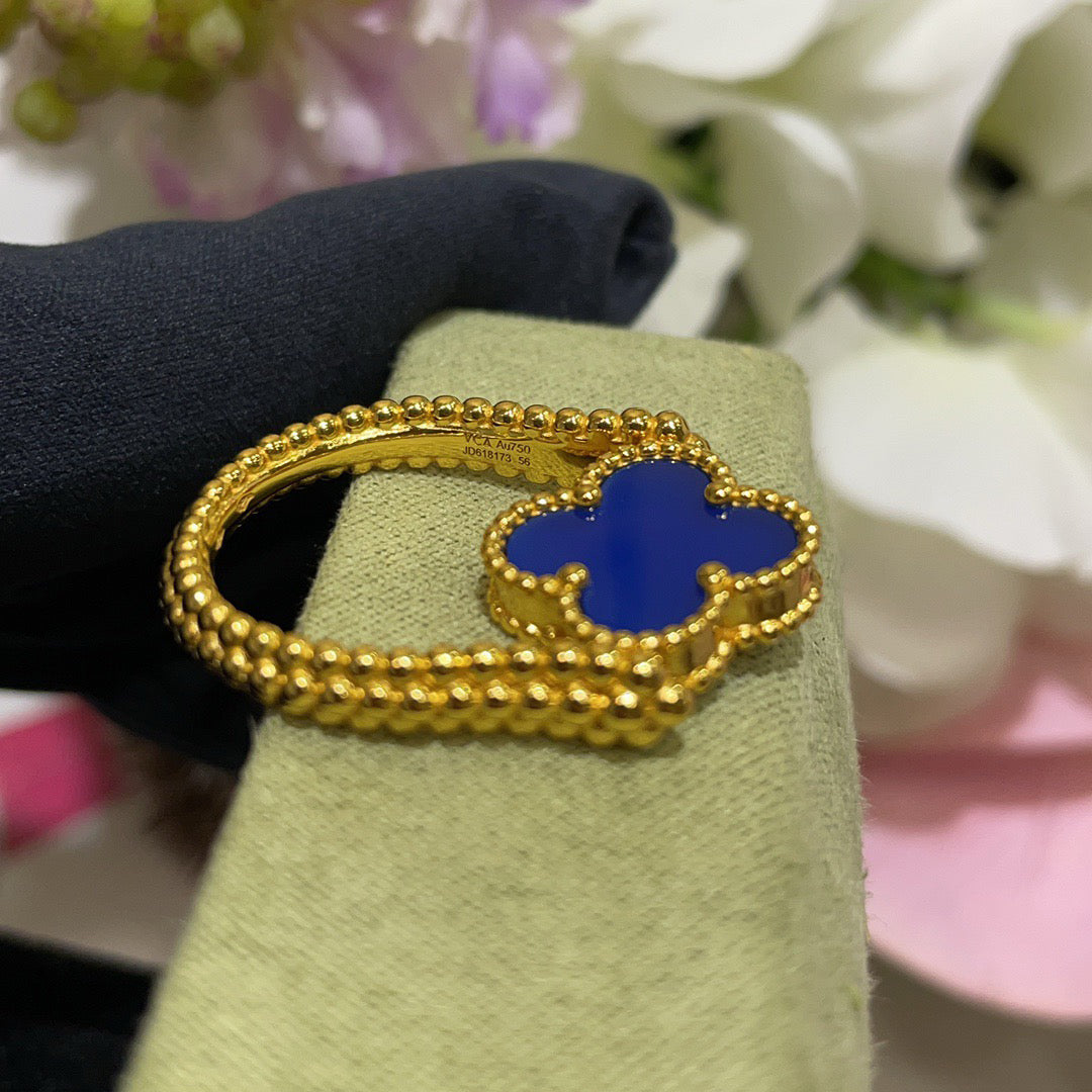 [Clara Jewels]CLOVER RIVERSIBLE BLUE AGATE RING