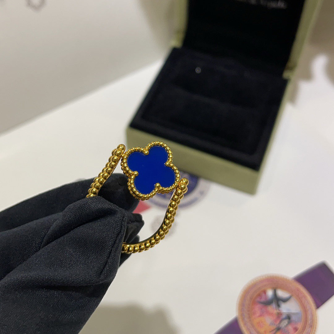 [Clara Jewels]CLOVER RIVERSIBLE BLUE AGATE RING