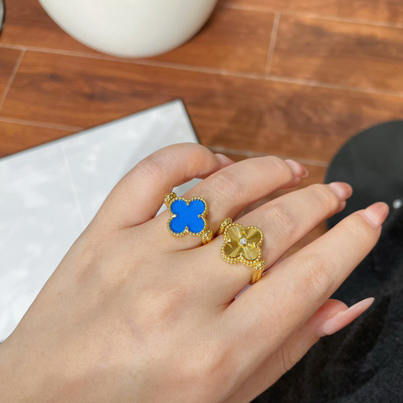 [Clara Jewels]CLOVER RIVERSIBLE BLUE AGATE RING