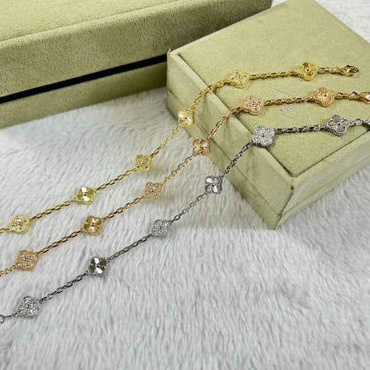 [Clara Jewels]CLOVER 6 MOTIF DIAMOND LASER BRACELET