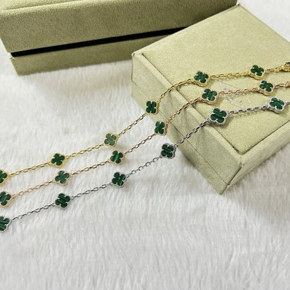 [Clara Jewels]CLOVER 6 MOTIF MALACHITE BRACELET
