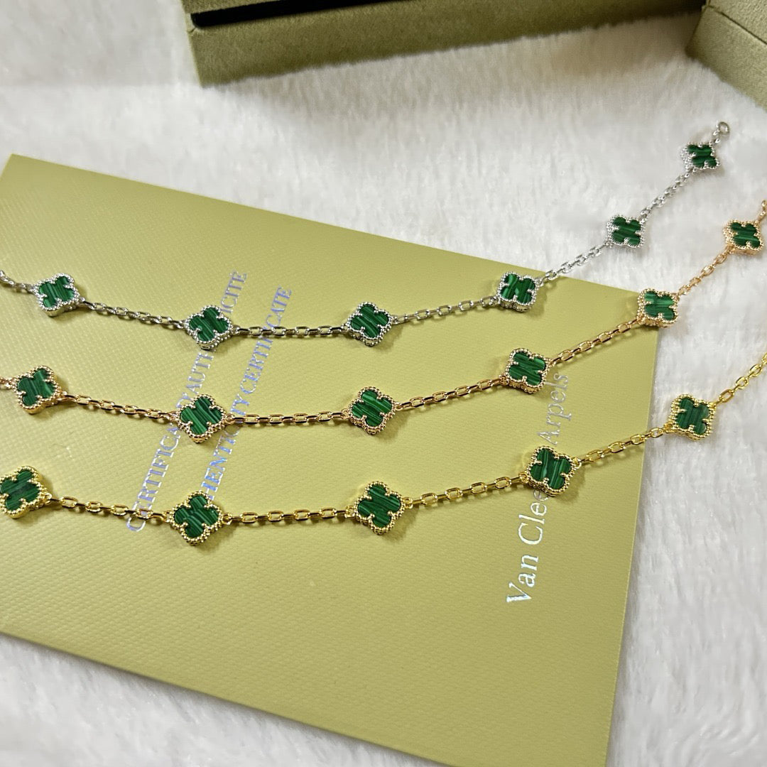 [Clara Jewels]CLOVER 6 MOTIF MALACHITE BRACELET