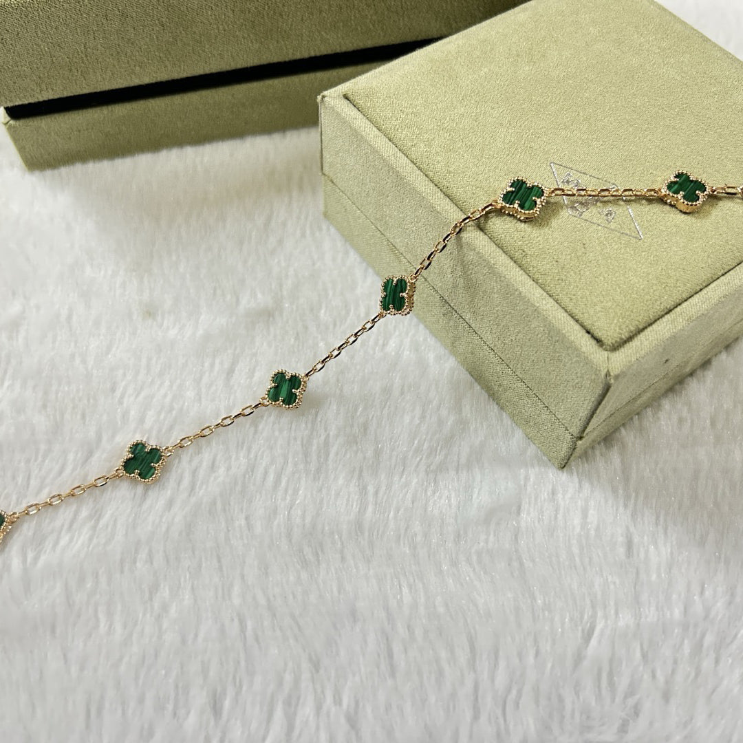 [Clara Jewels]CLOVER 6 MOTIF MALACHITE BRACELET