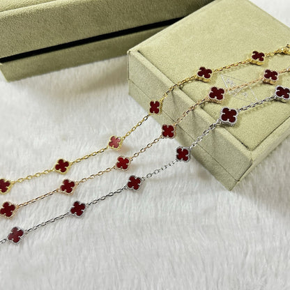 [Clara Jewels]CLOVER 6 MOTIF RED AGATE BRACELET