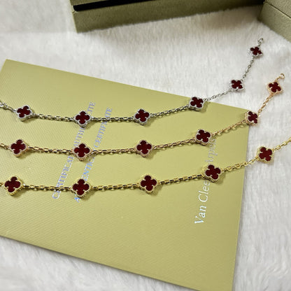[Clara Jewels]CLOVER 6 MOTIF RED AGATE BRACELET