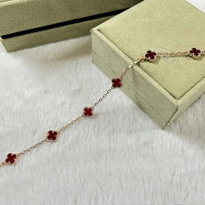 [Clara Jewels]CLOVER 6 MOTIF RED AGATE BRACELET