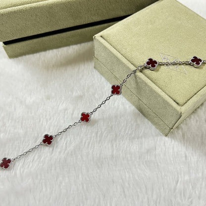 [Clara Jewels]CLOVER 6 MOTIF RED AGATE BRACELET