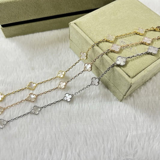 [Clara Jewels]CLOVER 6 MOTIF WHITE MOP BRACELET