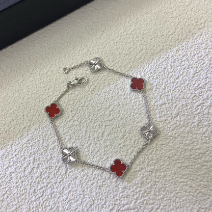 [Clara Jewels]CLOVER 6 MOTIF RED AGATE LASER BRACELET