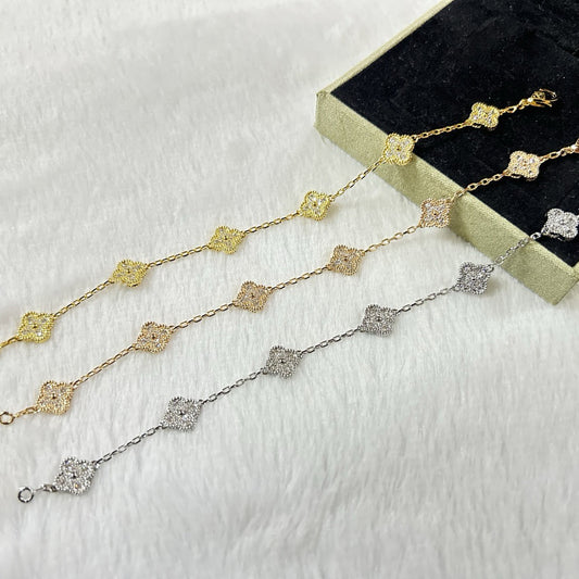 [Clara Jewels]CLOVER 6 MOTIF DIAMOND BRACELET