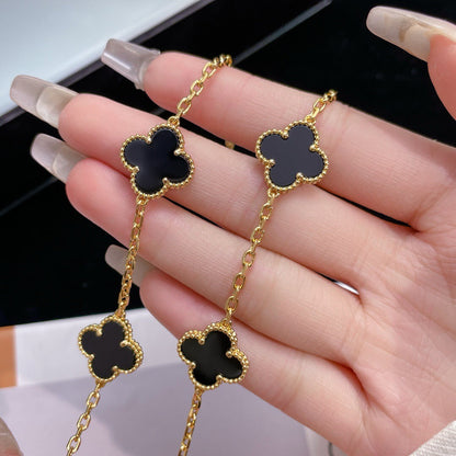 [Clara Jewels]CLOVER 10 MOTIFS ONYX NECKLACE