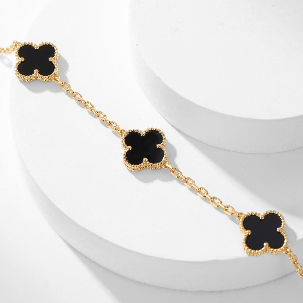 [Clara Jewels]CLOVER 10 MOTIFS ONYX NECKLACE