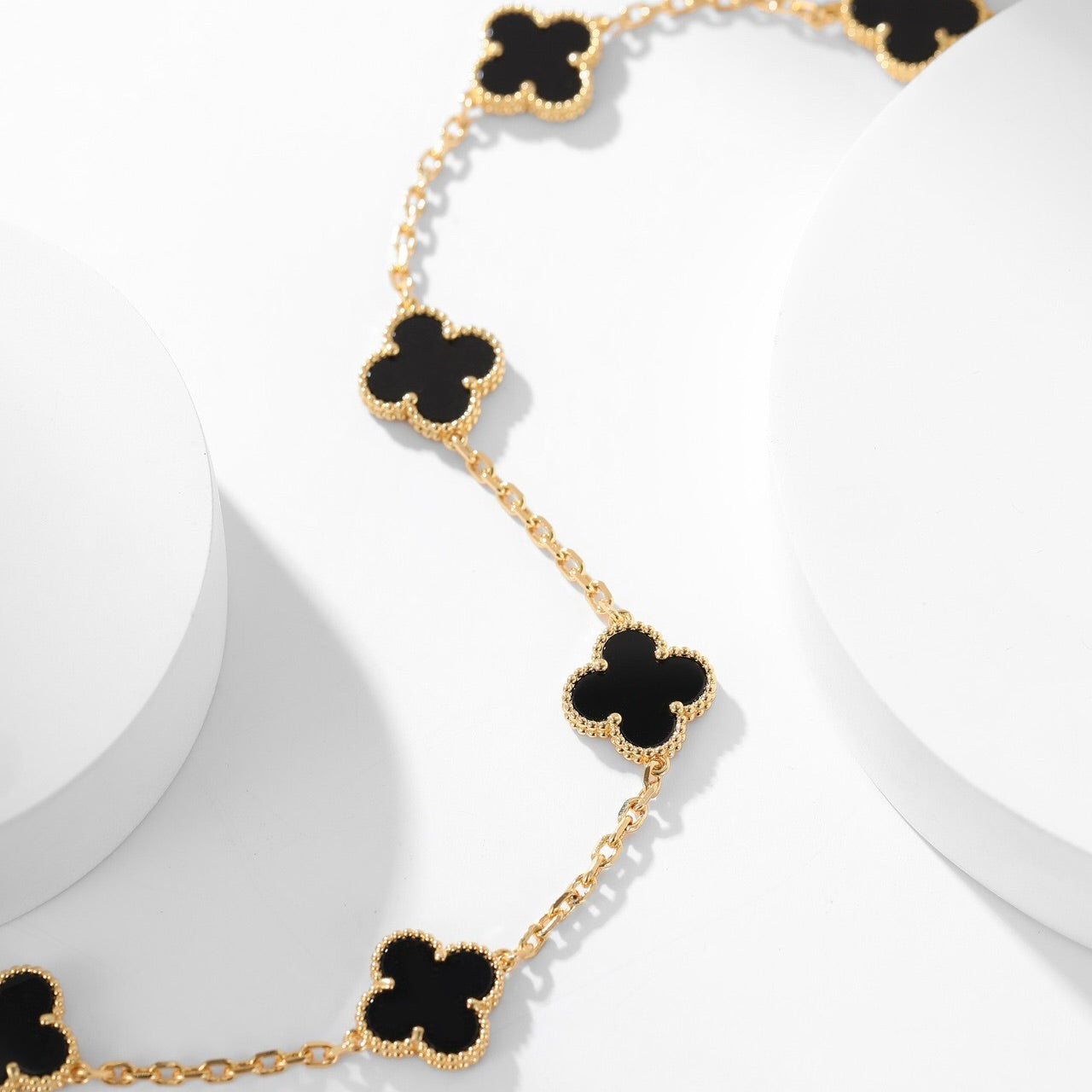 [Clara Jewels]CLOVER 10 MOTIFS ONYX NECKLACE