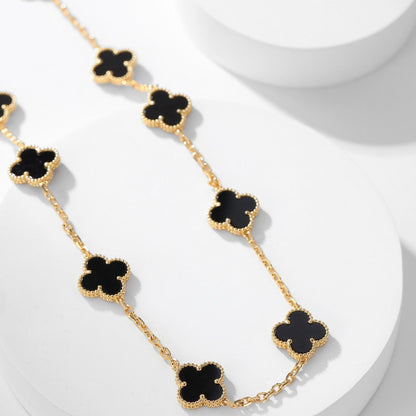 [Clara Jewels]CLOVER 10 MOTIFS ONYX NECKLACE