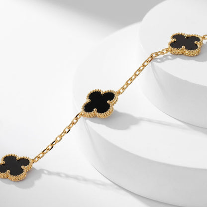 [Clara Jewels]CLOVER 10 MOTIFS ONYX NECKLACE