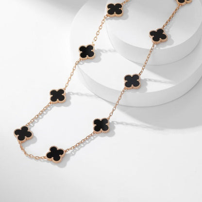 [Clara Jewels]CLOVER 10 MOTIFS ONYX NECKLACE