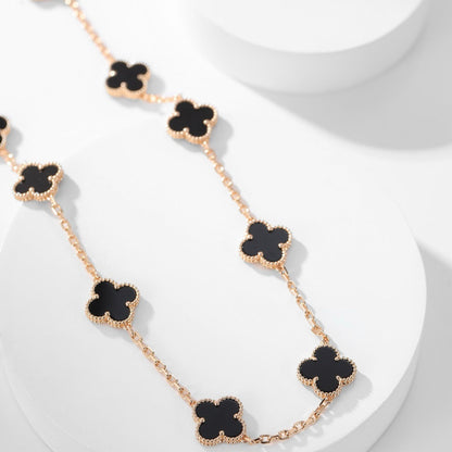 [Clara Jewels]CLOVER 10 MOTIFS ONYX NECKLACE