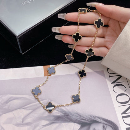 [Clara Jewels]CLOVER 10 MOTIFS ONYX NECKLACE