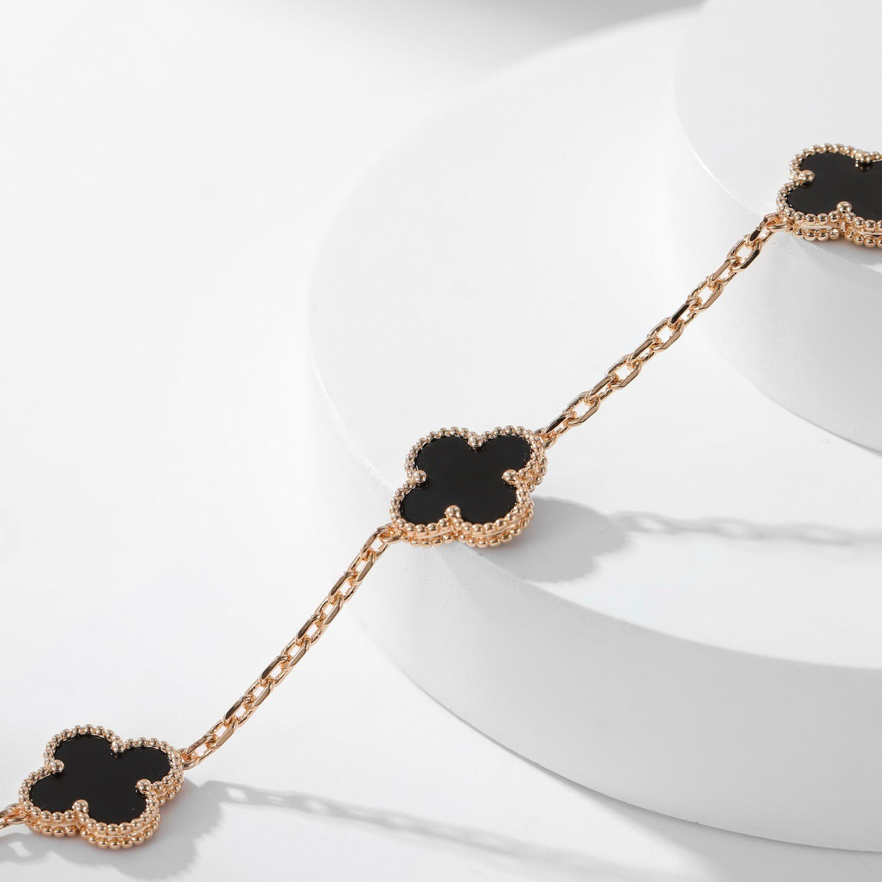 [Clara Jewels]CLOVER 10 MOTIFS ONYX NECKLACE