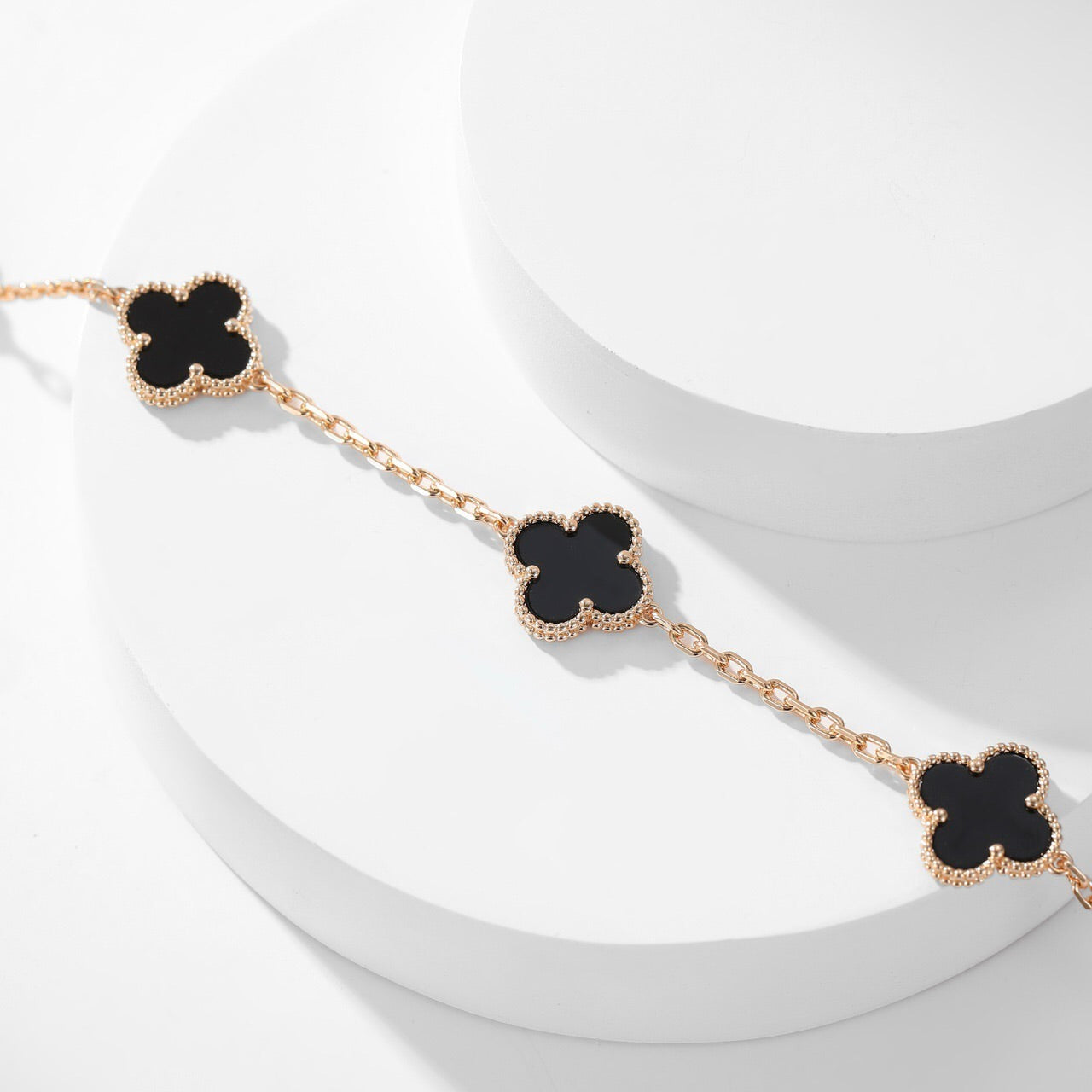 [Clara Jewels]CLOVER 10 MOTIFS ONYX NECKLACE