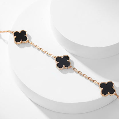 [Clara Jewels]CLOVER 10 MOTIFS ONYX NECKLACE