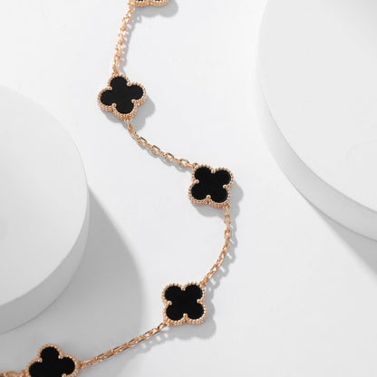 [Clara Jewels]CLOVER 10 MOTIFS ONYX NECKLACE