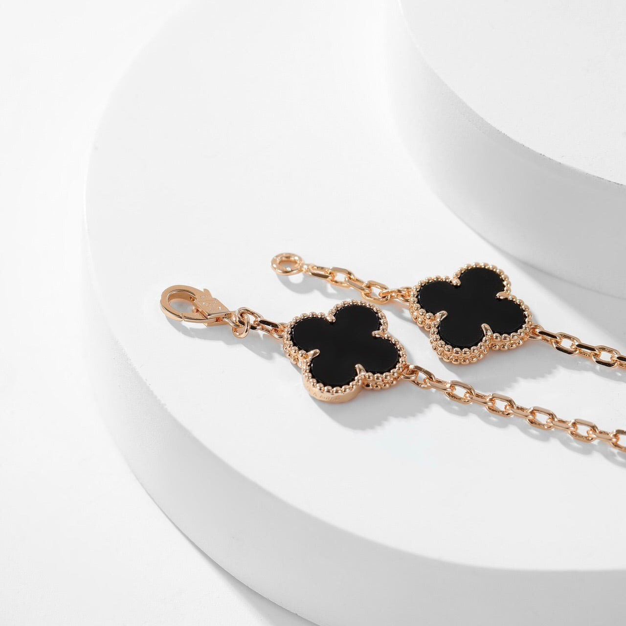 [Clara Jewels]CLOVER 10 MOTIFS ONYX NECKLACE