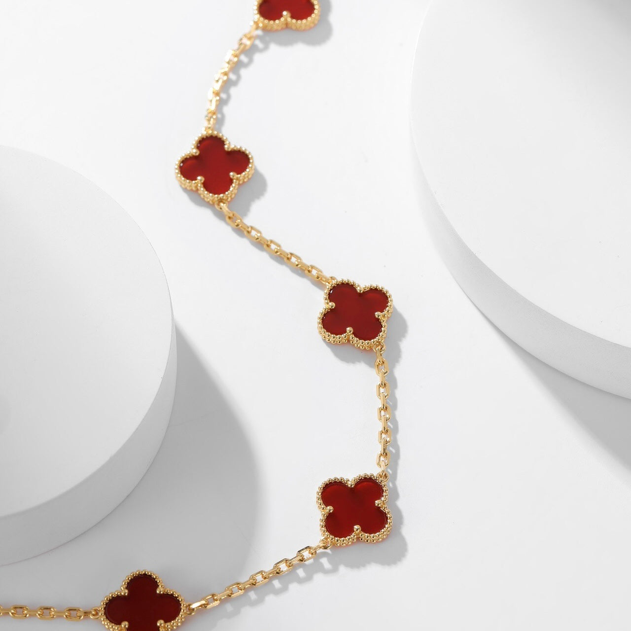 [Clara Jewels]CLOVER 10 MOTIFS CARNELIAN NECKLACE