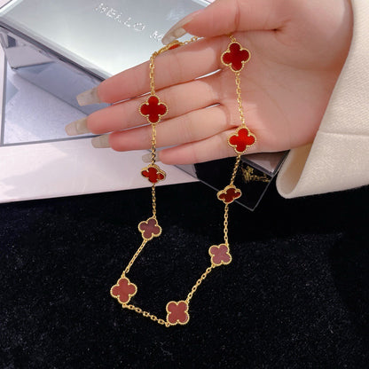 [Clara Jewels]CLOVER 10 MOTIFS CARNELIAN NECKLACE