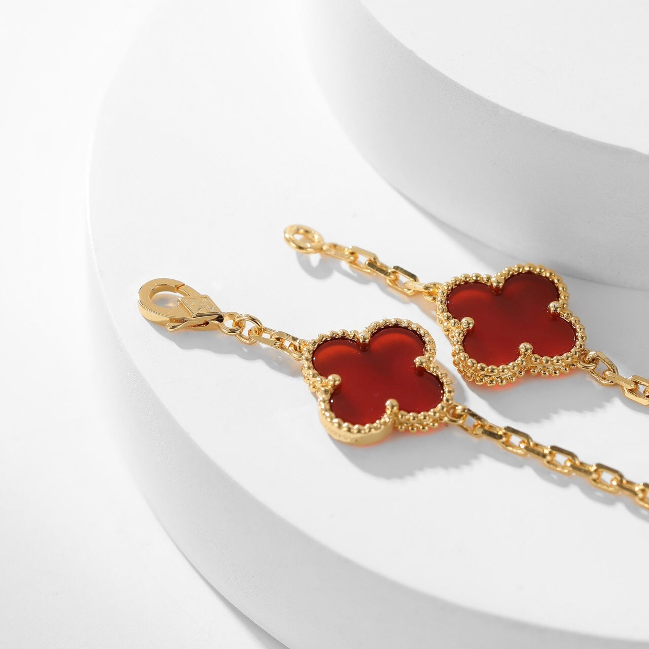 [Clara Jewels]CLOVER 10 MOTIFS CARNELIAN NECKLACE