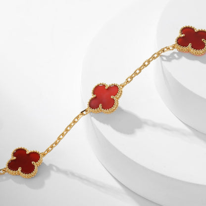 [Clara Jewels]CLOVER 10 MOTIFS CARNELIAN NECKLACE