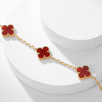 [Clara Jewels]CLOVER 10 MOTIFS CARNELIAN NECKLACE