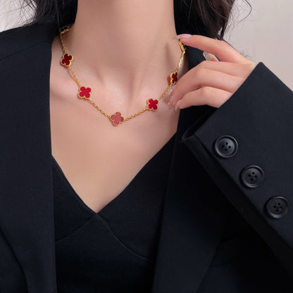 [Clara Jewels]CLOVER 10 MOTIFS CARNELIAN NECKLACE