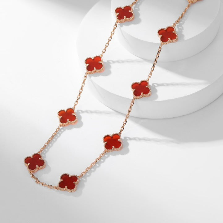 [Clara Jewels]CLOVER 10 MOTIFS CARNELIAN NECKLACE