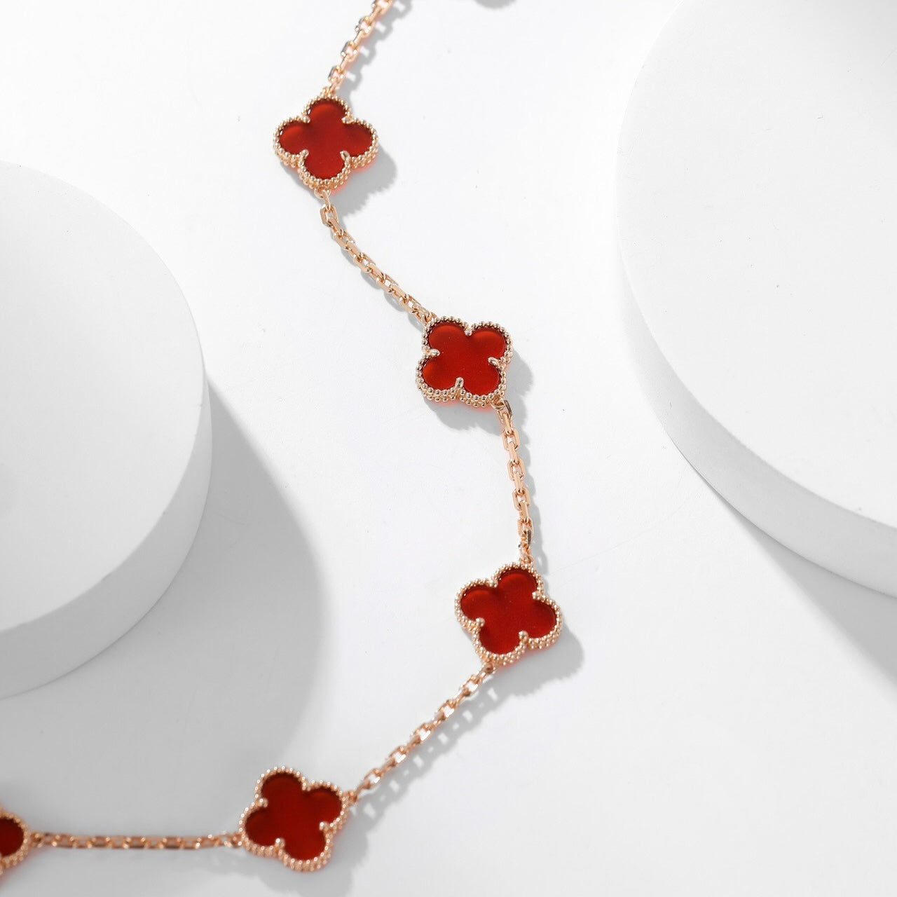 [Clara Jewels]CLOVER 10 MOTIFS CARNELIAN NECKLACE