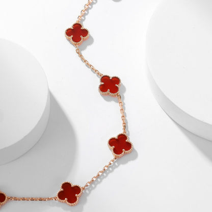 [Clara Jewels]CLOVER 10 MOTIFS CARNELIAN NECKLACE