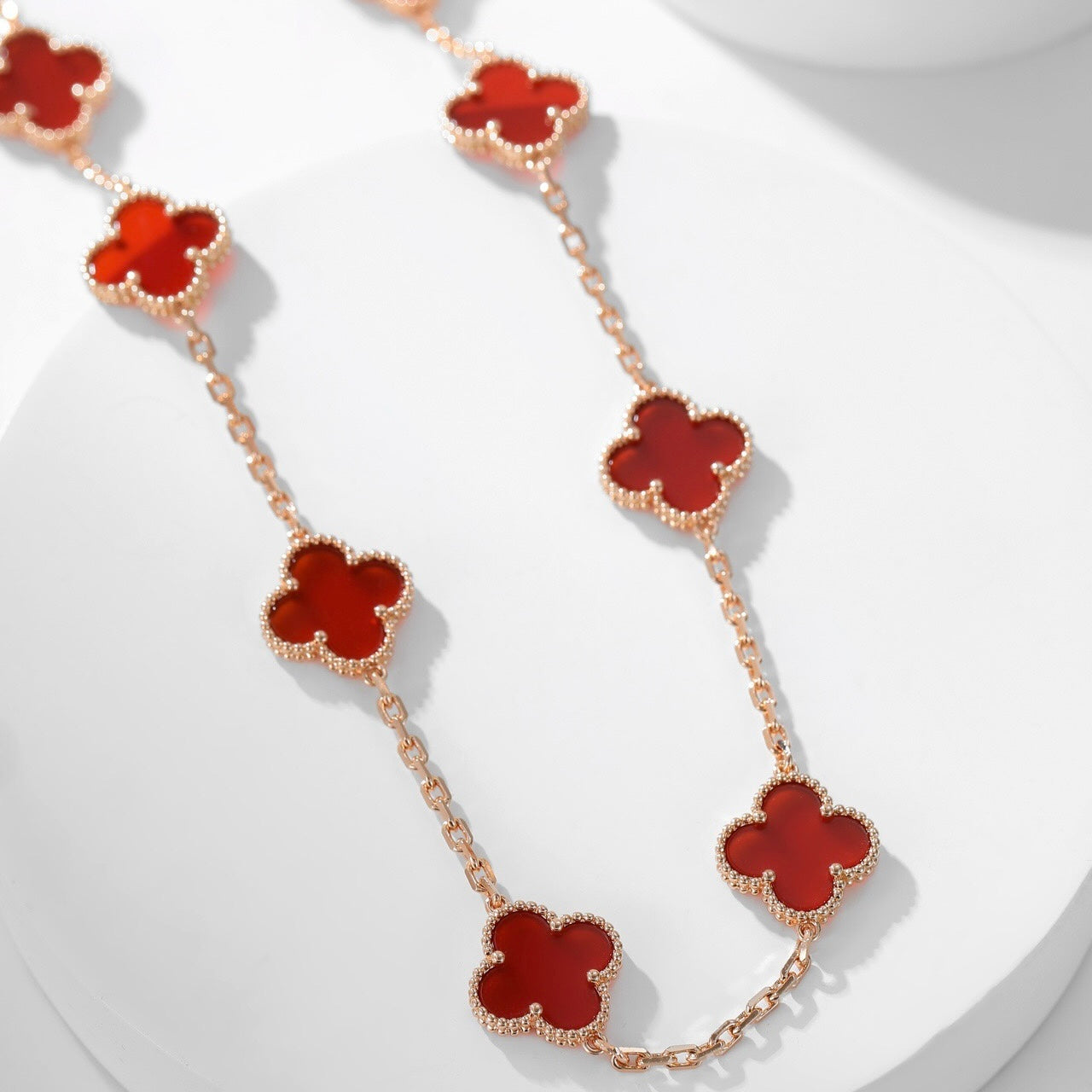 [Clara Jewels]CLOVER 10 MOTIFS CARNELIAN NECKLACE