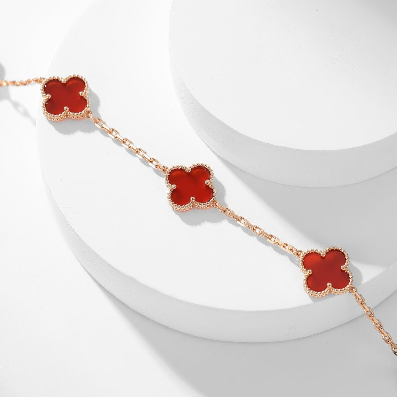 [Clara Jewels]CLOVER 10 MOTIFS CARNELIAN NECKLACE