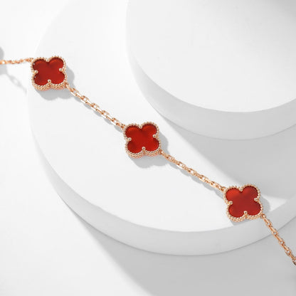 [Clara Jewels]CLOVER 10 MOTIFS CARNELIAN NECKLACE