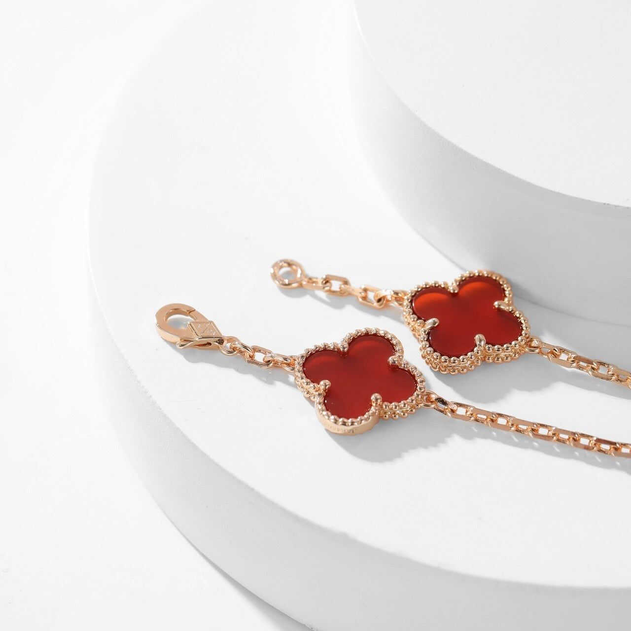 [Clara Jewels]CLOVER 10 MOTIFS CARNELIAN NECKLACE