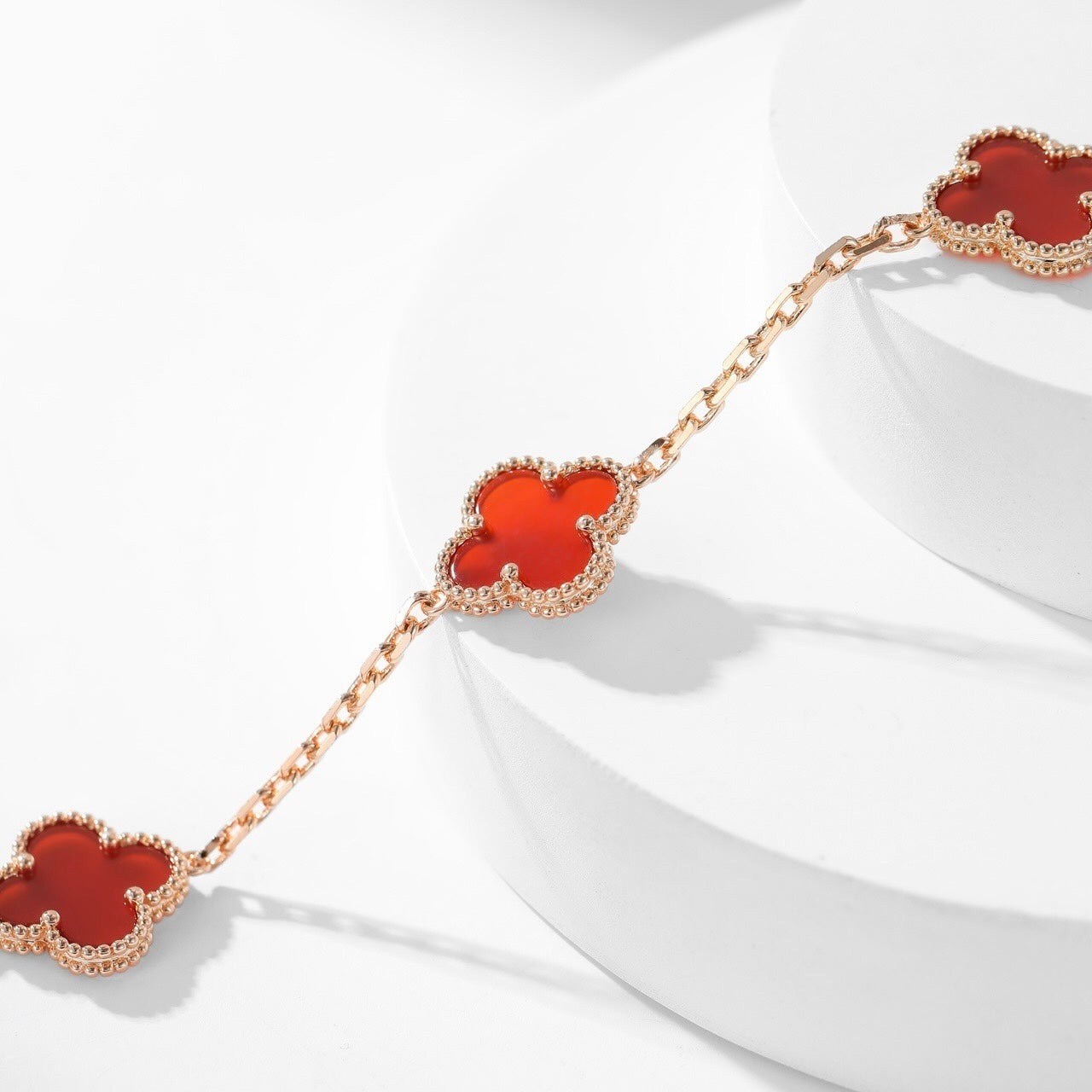 [Clara Jewels]CLOVER 10 MOTIFS CARNELIAN NECKLACE