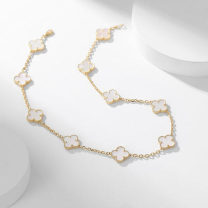 [Clara Jewels]CLOVER 10 MOTIFS WHITE MOTHER OF PEARL NECKLACE