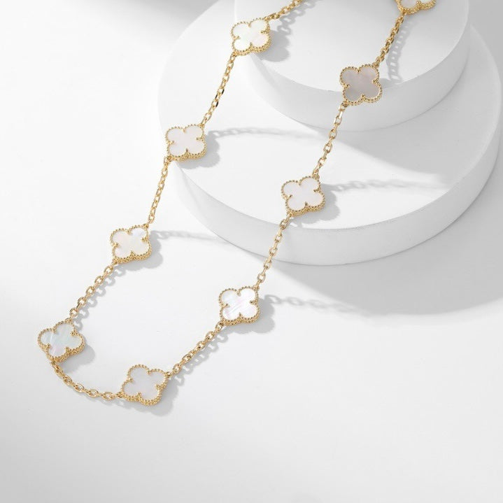 [Clara Jewels]CLOVER 10 MOTIFS WHITE MOTHER OF PEARL NECKLACE