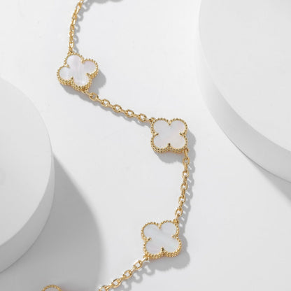 [Clara Jewels]CLOVER 10 MOTIFS WHITE MOTHER OF PEARL NECKLACE