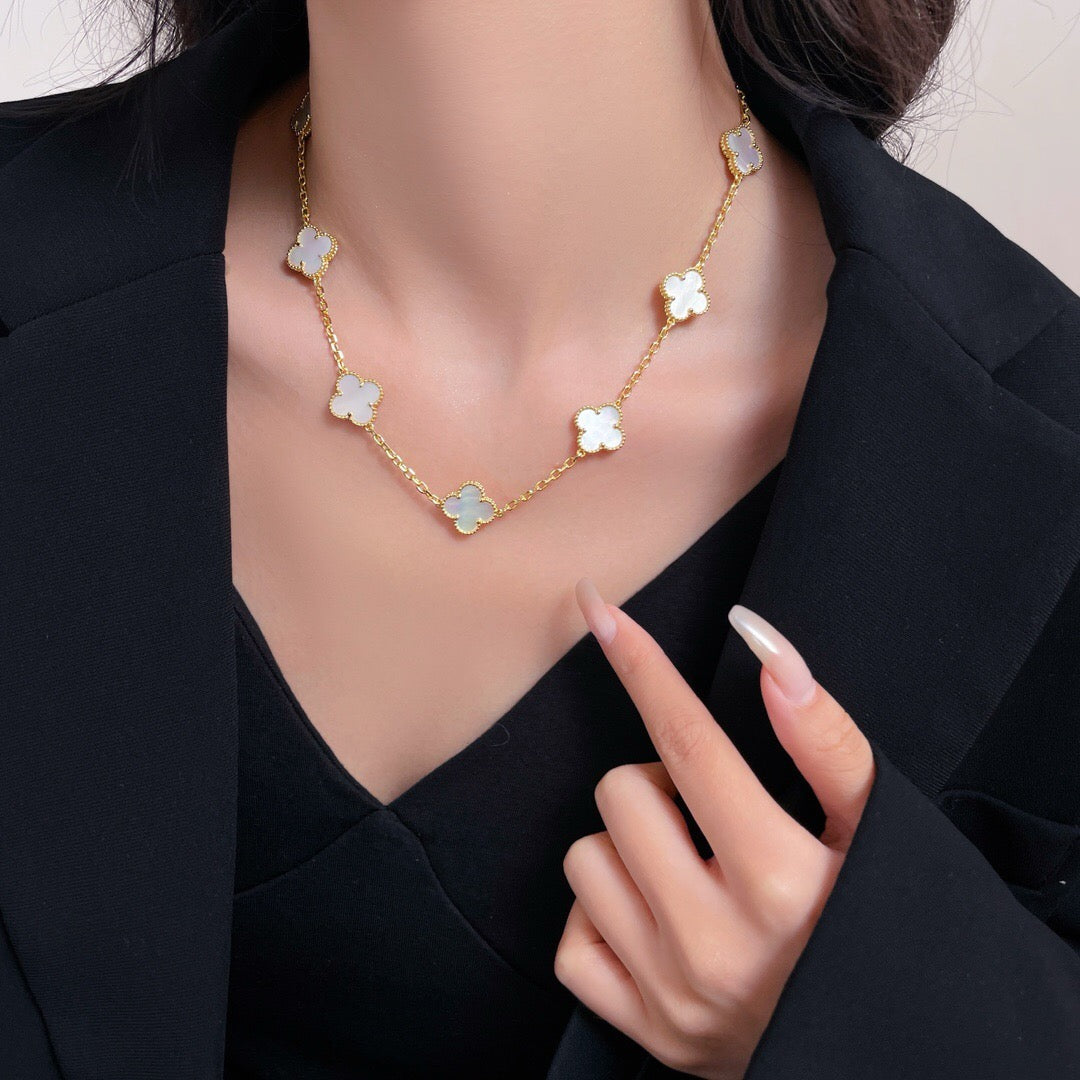 [Clara Jewels]CLOVER 10 MOTIFS WHITE MOTHER OF PEARL NECKLACE