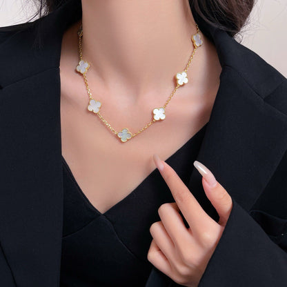 [Clara Jewels]CLOVER 10 MOTIFS WHITE MOTHER OF PEARL NECKLACE