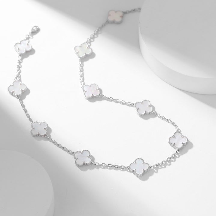 [Clara Jewels]CLOVER 10 MOTIFS WHITE MOTHER OF PEARL NECKLACE