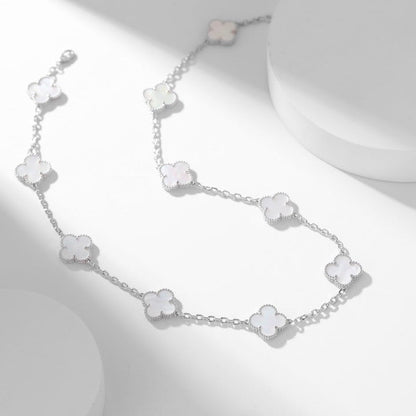 [Clara Jewels]CLOVER 10 MOTIFS WHITE MOTHER OF PEARL NECKLACE