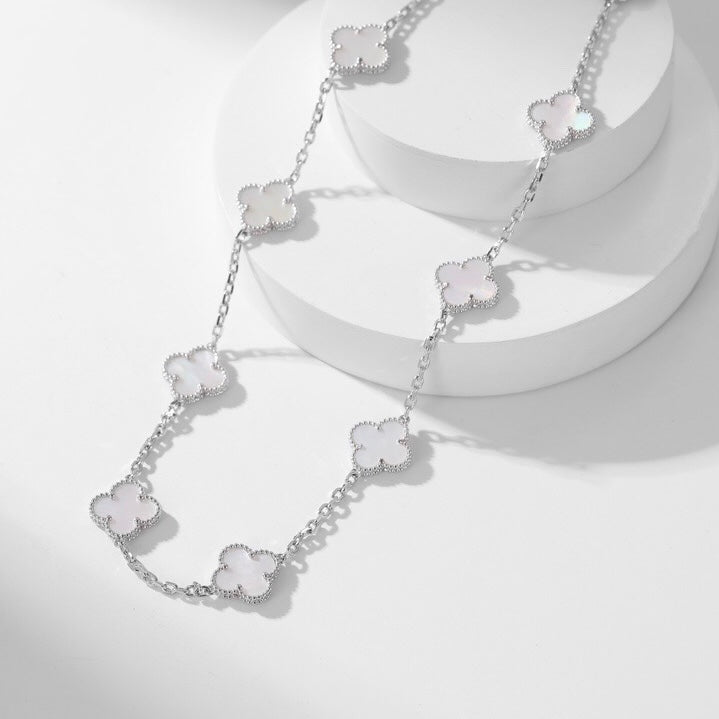[Clara Jewels]CLOVER 10 MOTIFS WHITE MOTHER OF PEARL NECKLACE