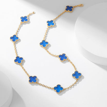[Clara Jewels]CLOVER 10 MOTIFS BLUE AGATE NECKLACE